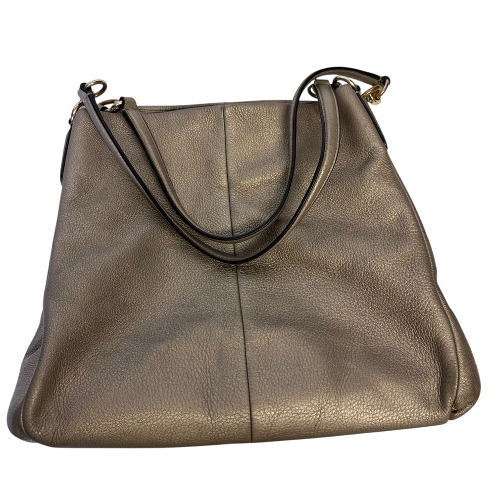 Coach Women's Madison Phoebe Gold Pebbled Leather Shoulder Tote Bag 2 Handles - Picture 8 of 15